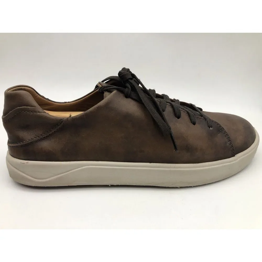 Olukai Lae'ahi Li 'Ili Lace Up Leather Sneakers Mens Dark Brown Patina Size 8.5